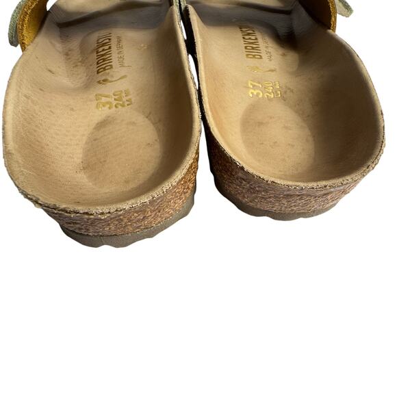 Birkenstock Womens Size 37 Madrid Big Buckle Sandals Ceramic Pattern Blue Gold - Picture 7 of 10